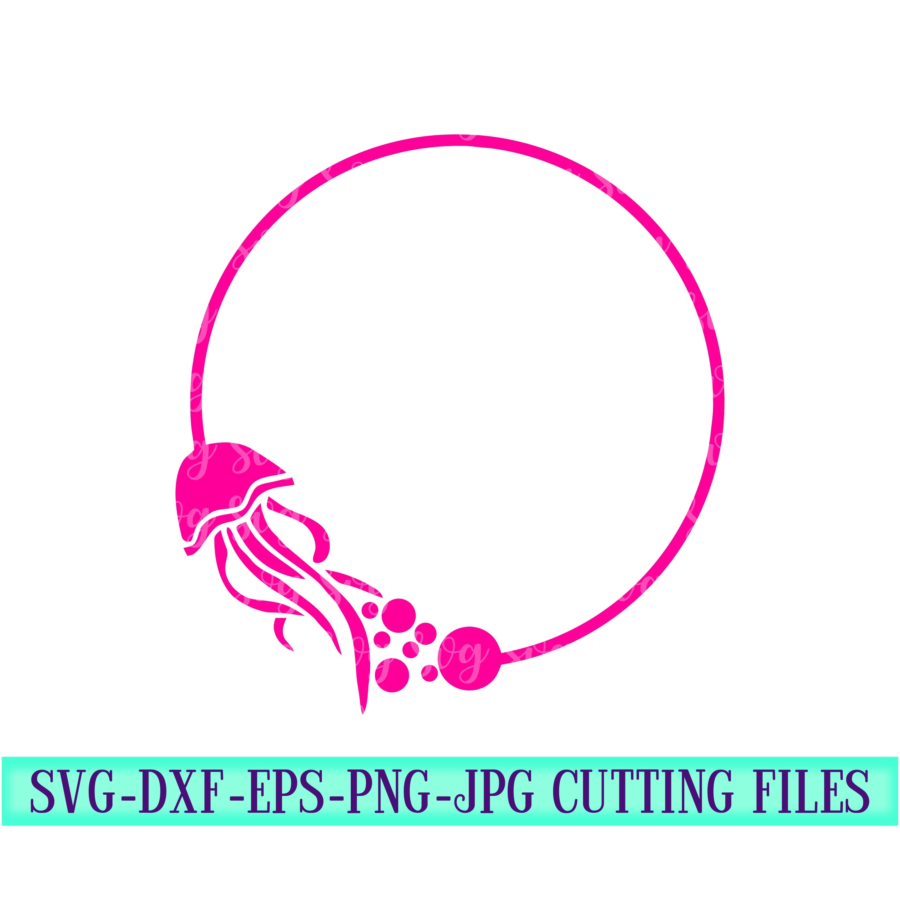 Download Monogram Jellyfish Svg Jellyfish Svg Beach Svg Summer Svg Ocean Monogram Frame Monogram Svg Designs Monogram Cut File Cricut Svg