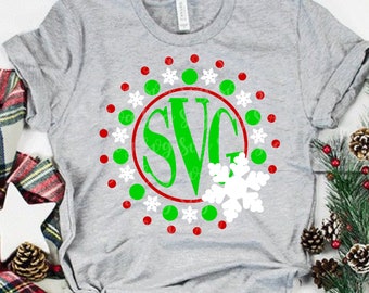 monogram snowflake svg, Monogram svg,Christmas Shirt svg,circle monogram svg, Christmas Svg Design, Christmas Cut Files, svg for cricut