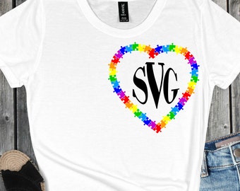 Monogram Autism Heart SVG,Autism design,autism awareness,autism, autism svg,Tshirt svg, cut files, cricut svg, svg for mobile, mobile svg