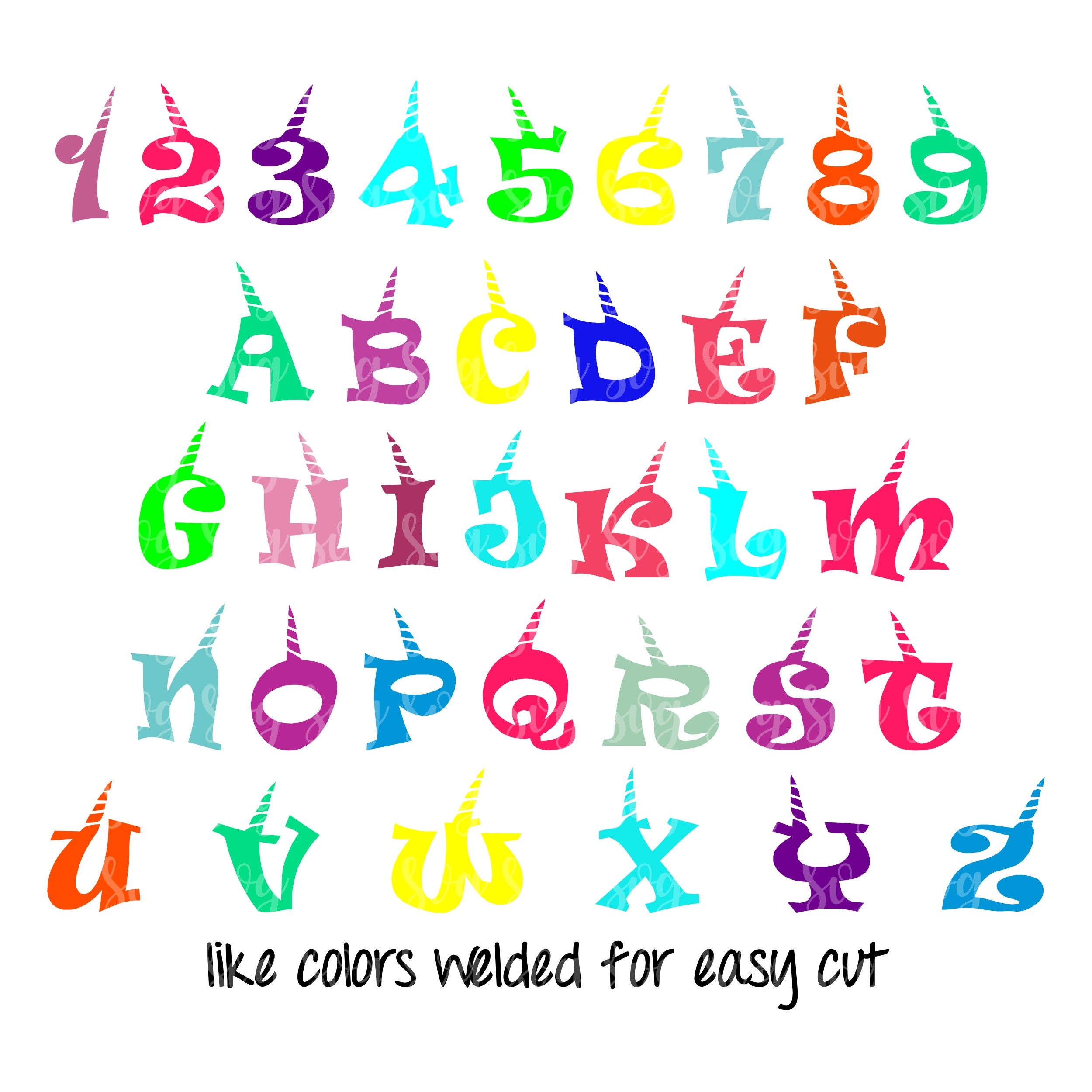 Unicorn Font SVG,Uncorn svg,Fonts, Unicorn svg, svg Unicorn, Alphabet