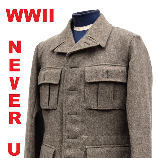 Vintage schwedische Armee taillierter Wollmantel / Jacke / Tunika WWII M39. NEU, 1940