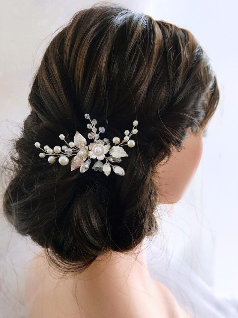 Wedding hair pin Bride hair pins Crystal hair clip Pearl Etsy