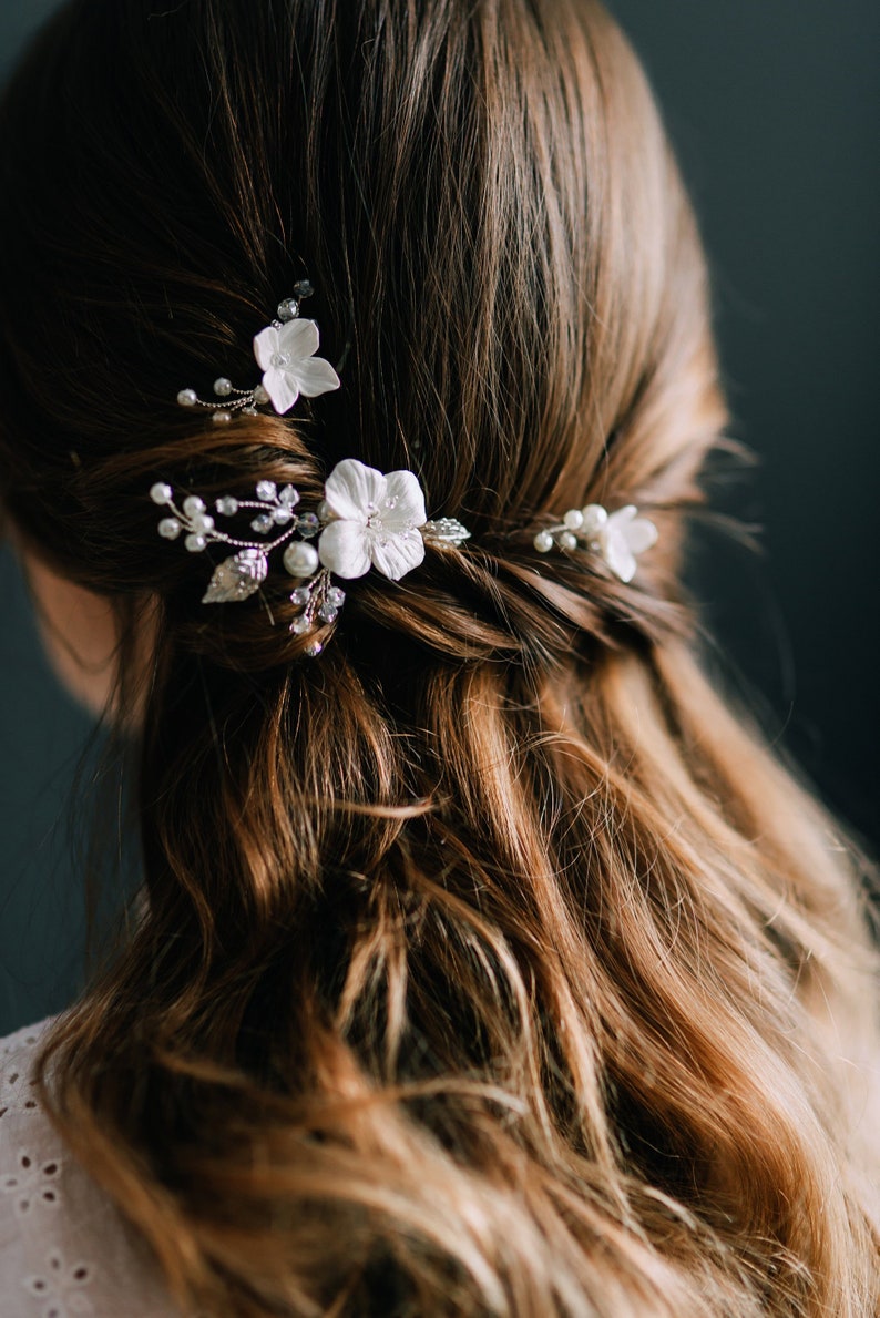 Bridal Hair Pins Wedding Hair Pins SET Flower Hair Pins Etsy