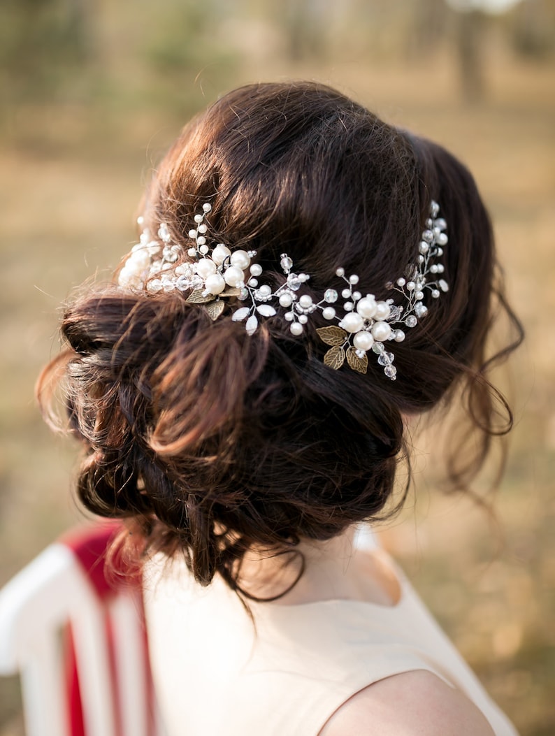 pearl wedding hair vine