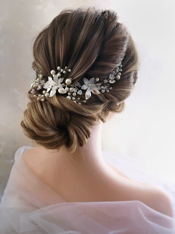pearl wedding hair vine
