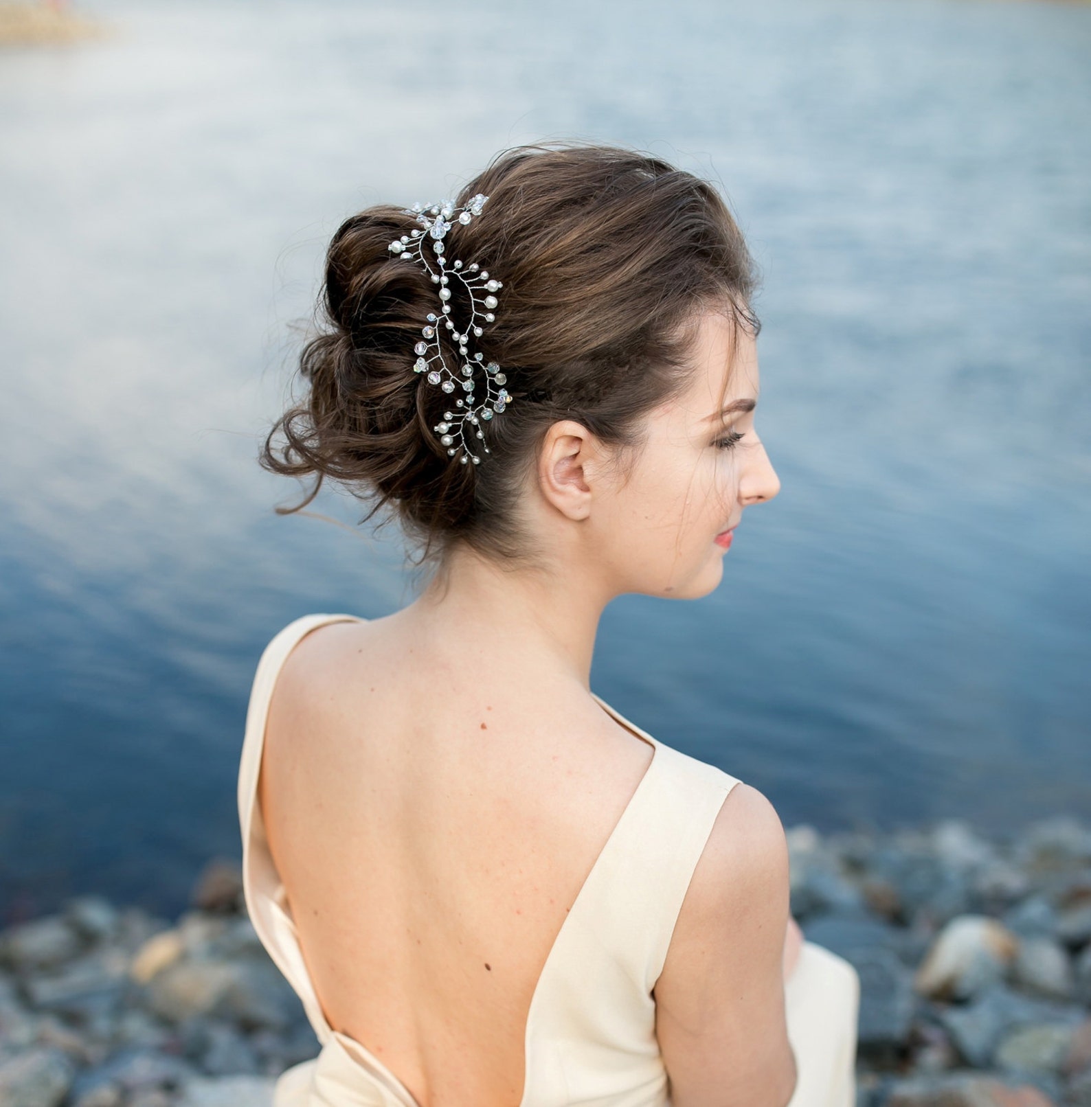 Bridal Headpiece Crystal Bridal Hair Piece Cristal and Pearl Etsy