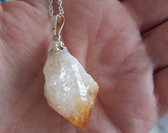 Natural raw citrine pendant necklace