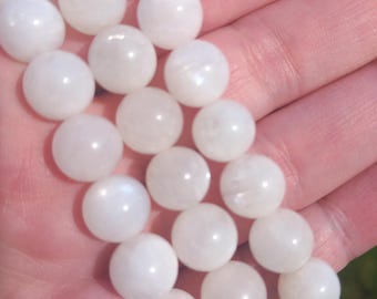 white moonstone 10mm beaded bracelet