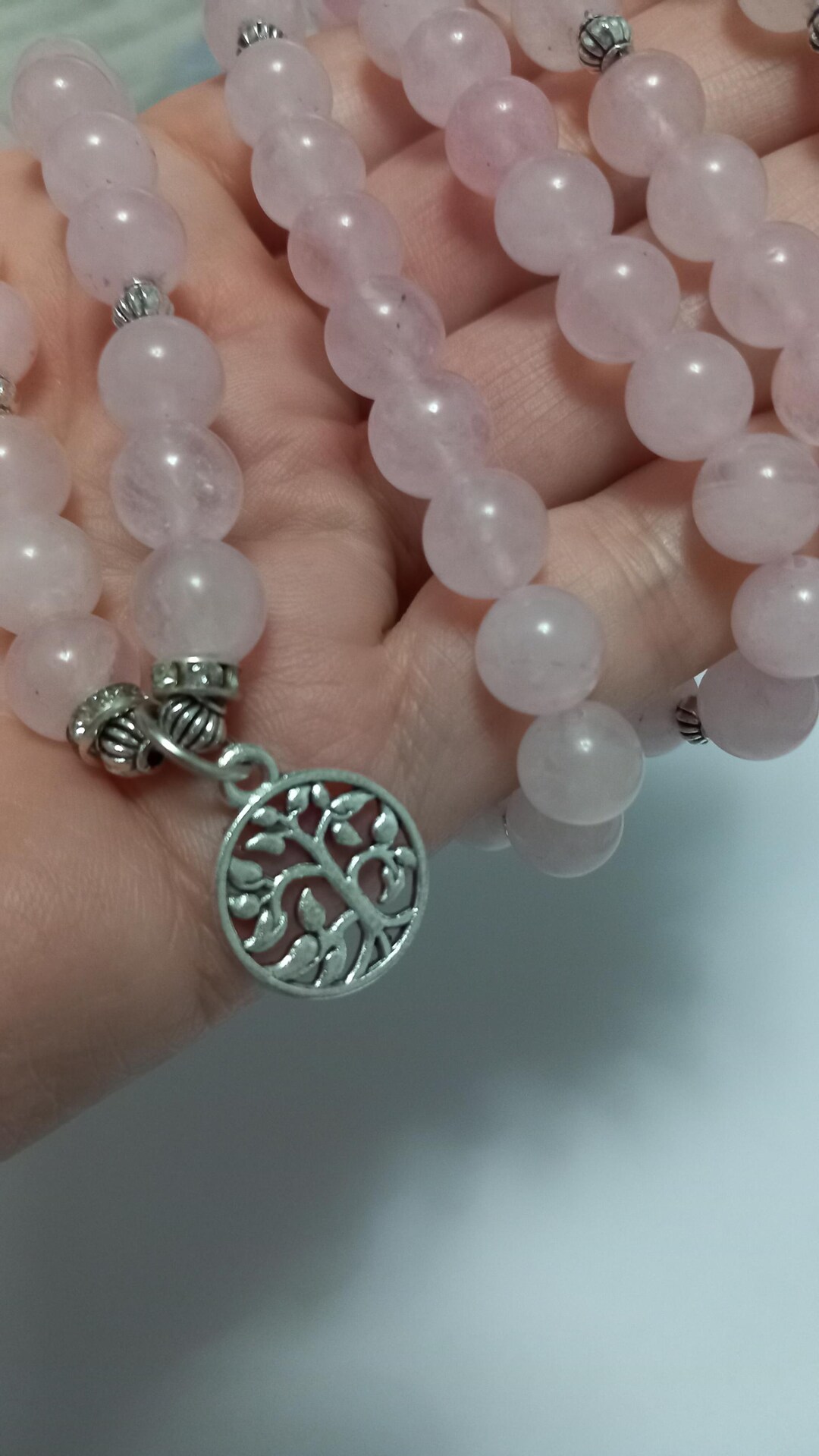 Rose Quartz Tree of Life 108 Mala Bead Bracelet Necklace - Etsy