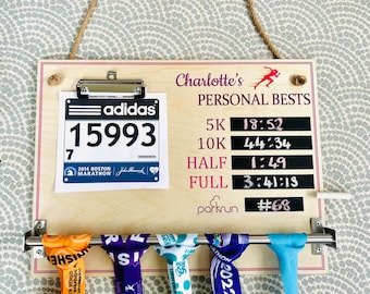Personalised Medal Display Holder, Running Bib, Chalk Board Gift for runner