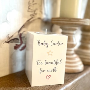 Personalised memorial candle tea light holder / remembrance gift / keepsake miscarriage memorial baby angel