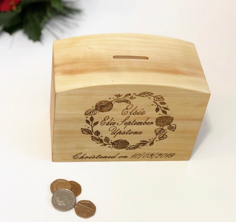 Personalised Money Box / Engraved Money Box / Christening / Etsy UK