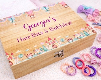 Personalised Princess Hair Accessory Storage Box, Keepsake Gift girls