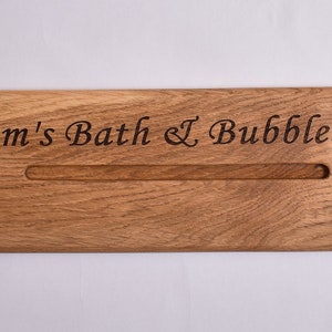 Personalised Bath Caddy / Solid Oak Bath Board / Luxury Gift / Engraved gift / Bathroom accessories image 6