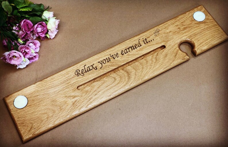 Personalised Bath Caddy / Solid Oak Bath Board / Luxury Gift / Engraved gift / Bathroom accessories image 3