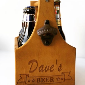Personalised Beer Caddy / Beer crate / engraved bottle holder / personalised drinks caddy / wooden beer crate/ Father's Day gift image 3