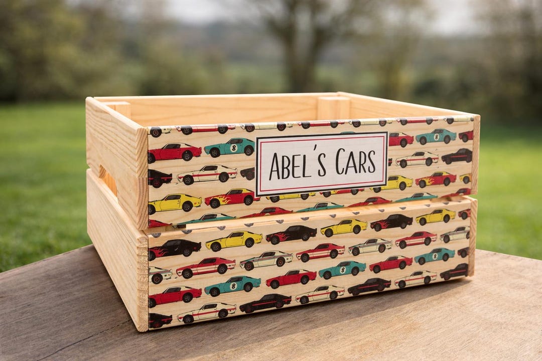 Personalised Wooden Toy Storage Box / Toy Crate / Toy Car Storage ...