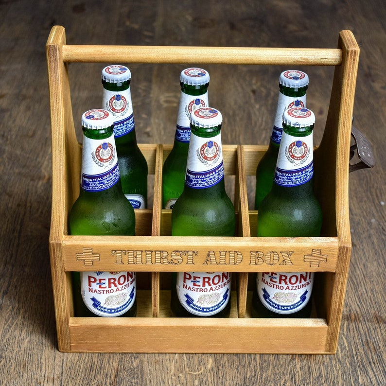 Personalised Beer Caddy / Beer crate / engraved bottle holder / personalised drinks caddy / wooden beer crate/ Father's Day gift image 6