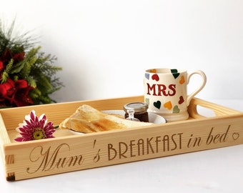 Personalised Wooden Breakfast Tray - Engraved Bed Tray Gift