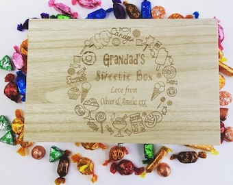 Personalized Wooden Sweet Box, Engraved Treat Box, Grandparent Gift