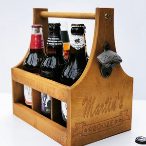 Personalised Beer Caddy / Beer crate / engraved bottle holder / personalised drinks caddy / wooden beer crate/ Father's Day gift image 9