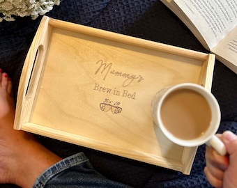 Personalised Wooden Tea Tray, Engraved Breakfast Tray