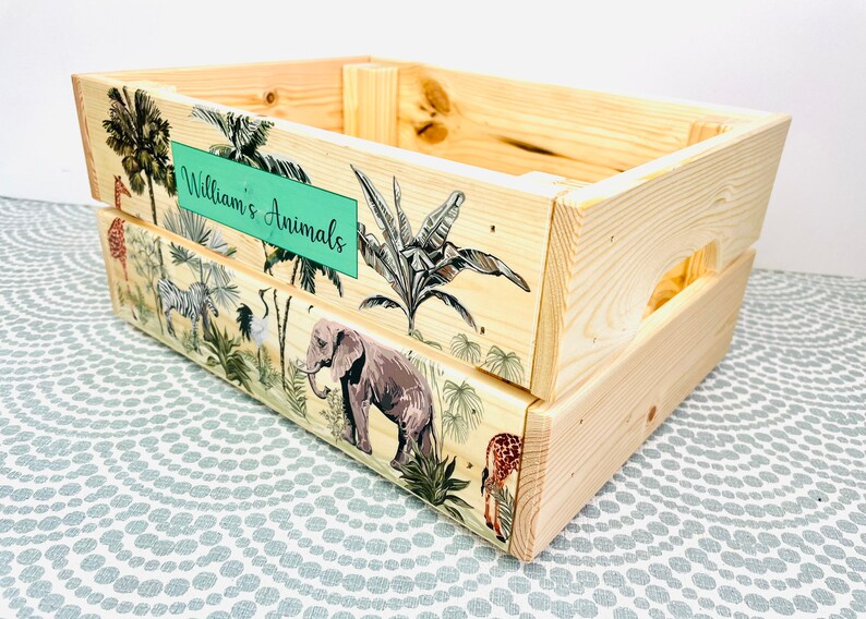 Personalised Wooden Toy Storage Box / Toy Crate / Animal Etsy UK