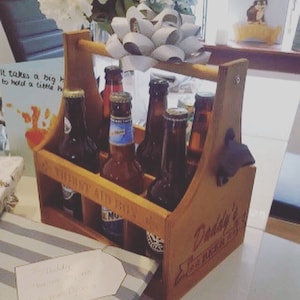 Personalised Beer Caddy / Beer crate / engraved bottle holder / personalised drinks caddy / wooden beer crate/ Father's Day gift image 4