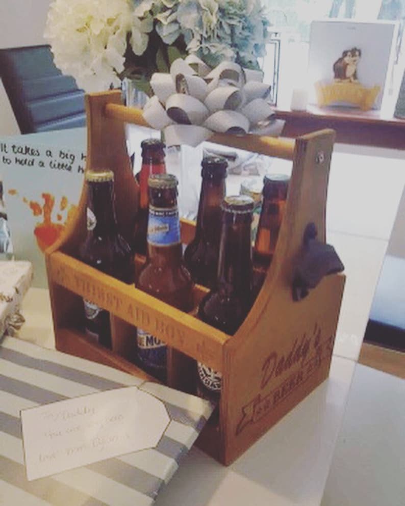 Personalised Beer Caddy / Beer crate / engraved bottle holder / personalised drinks caddy / wooden beer crate/ Father's Day gift image 4