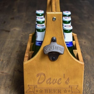 Personalised Beer Caddy / Beer crate / engraved bottle holder / personalised drinks caddy / wooden beer crate/ Father's Day gift image 7