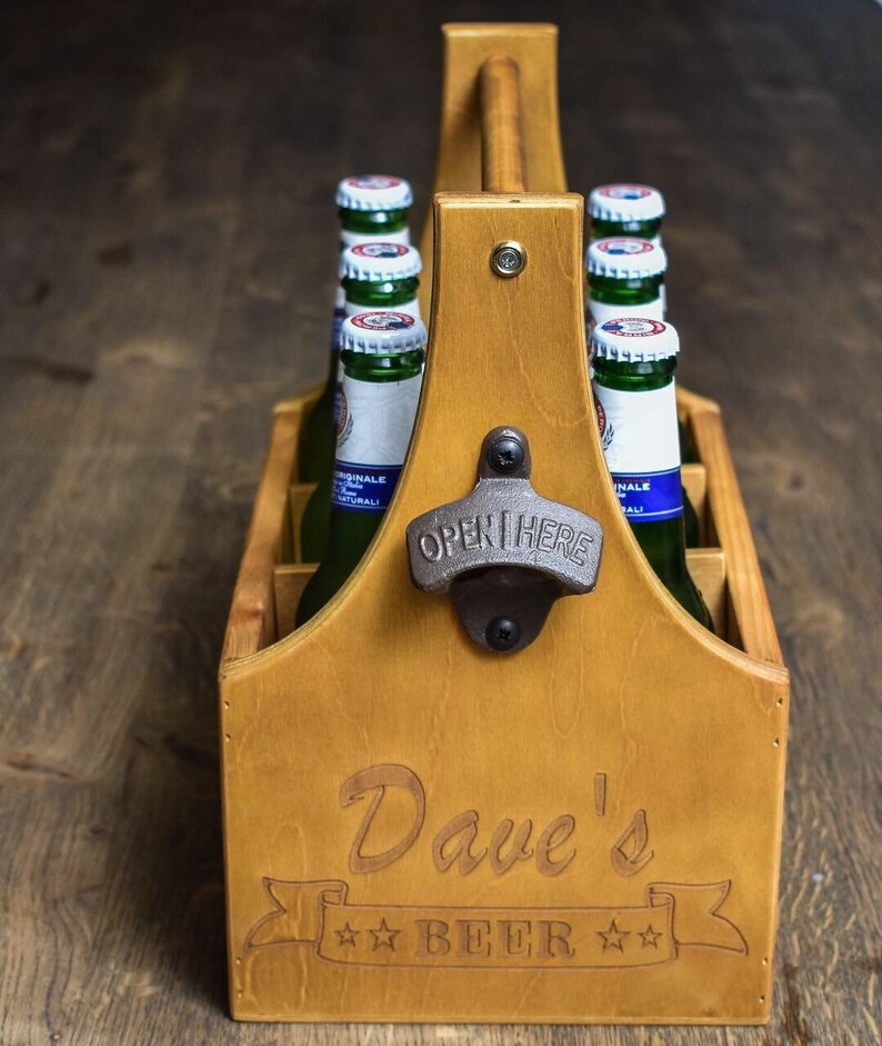 Personalised Beer Caddy / Beer crate / engraved bottle holder / personalised drinks caddy / wooden beer crate/ Father's Day gift image 7