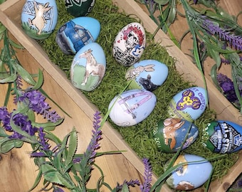 Custom hand painted wooden Easter Eggs