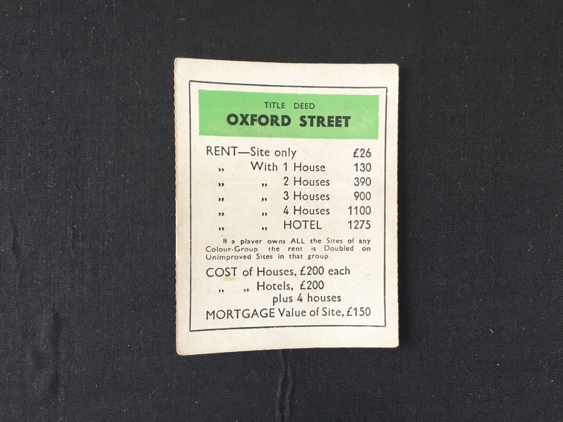 1930'S Title Deed Monopoly Cards Green | Etsy