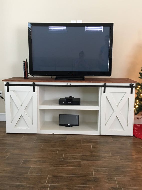 Barn Door Media Console Etsy