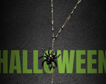 Gold Black Spider Charm Halloween Gothic Spiders Charms Alloy Insects Necklace