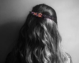 Halloween Dagger Hair Clip – Resin Knife with Metallic Flowers