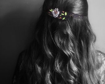 Halloween Dagger Hair Clip – Resin Knife Barrette with Painted Flowers