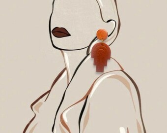 Fall Resin Dangle Earrings, Hypoallergenic Stainless Steel