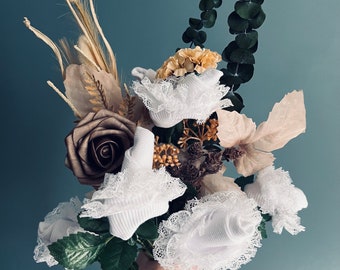 One of a kind baby sock flower bouquet for expecting moms | baby shower decor | baby shower gift | mom to be