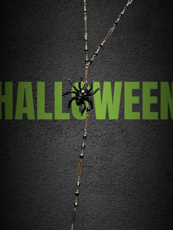 Gold Black Spider Charm Halloween Gothic Spiders Charms Alloy Insects Necklace