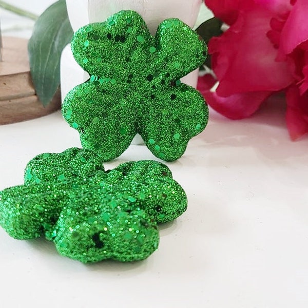 Pair of Mini Styrofoam Glitter Clover | Tiered Tray Décor | St. Patty's Clover | Saint Patrick's Day Décor