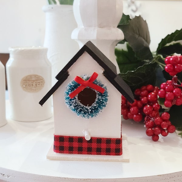 Mini Christmas Birdhouse | Tiered Tray Birdhouse | Christmas Birdhouse