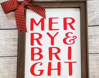 Merry & Bright Christmas sign