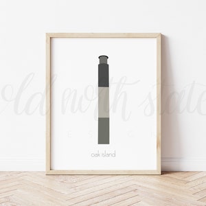 Oak Island Lighthouse - North Carolina Lighthouse Stampa // Poster // Carta // Wall Art