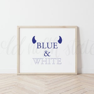 Azul y blanco - Impresión de los diablos azules de la Universidad de Duke // Póster // Tarjeta // Arte de la pared