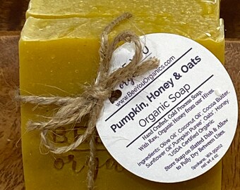 Organic Pumpkin, Honey & Oats Soap Cold Process Plastic Free Low Waste Zero Waste Organic Natural Skin Care Gluten Free Fragrance Free