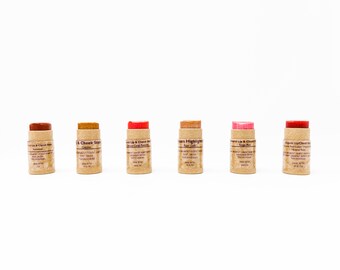 Mineral Lip & Cheek Tint Stain - Zero Waste Makeup - Eco Friendly - Natural Skin Care - Cream Blush - Colored Lip balms - Beeswax