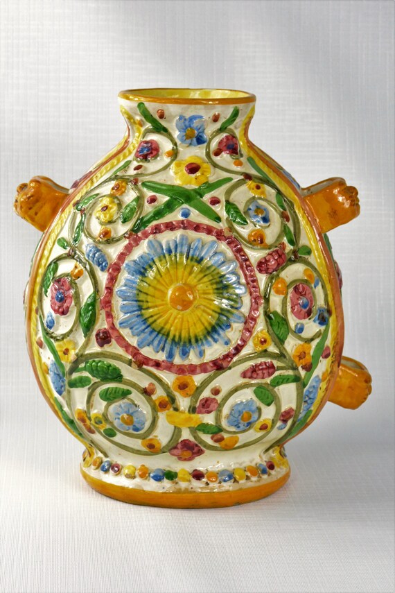 Midcentury Italian Pottery Vase Signed Etsy