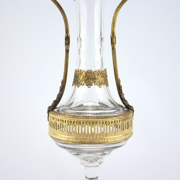 Antique Baccarat France gift bronze crystal vase