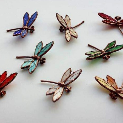 Stained Glass Dragonfly Suncatcher Dragonfly Jewelry Etsy